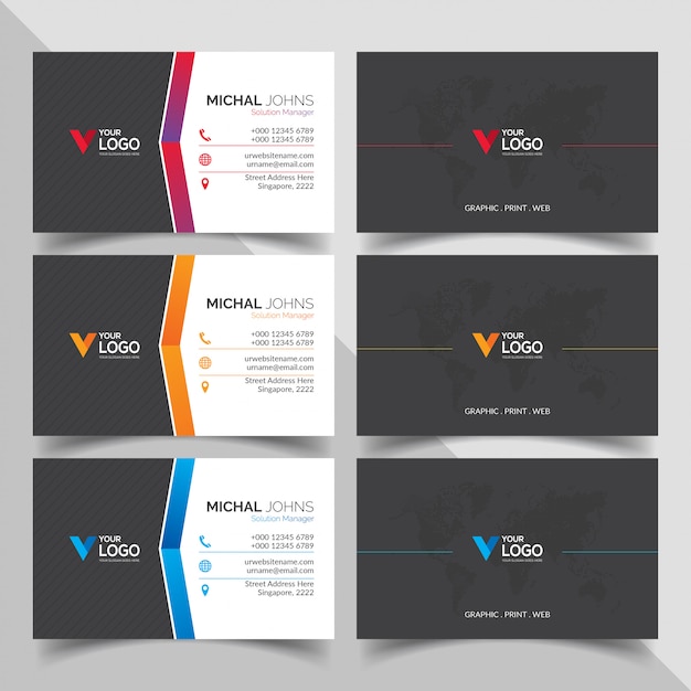 Professional business cards with gradients