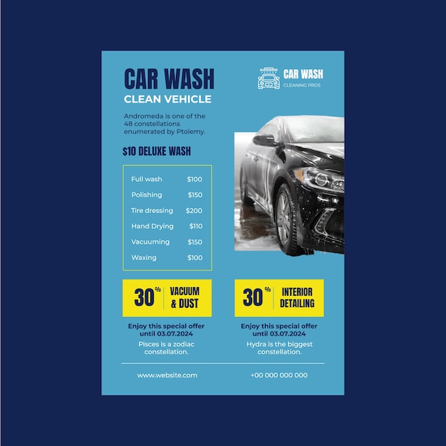 Professional car wash offer coupon flyer template