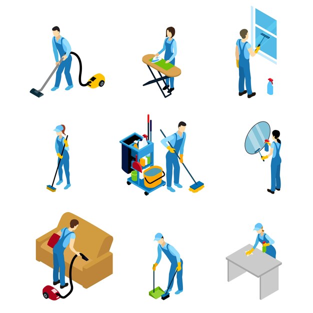 Professional Cleaners Isometric Set