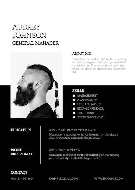 Free Vector professional cv editable template for professionals and executive level