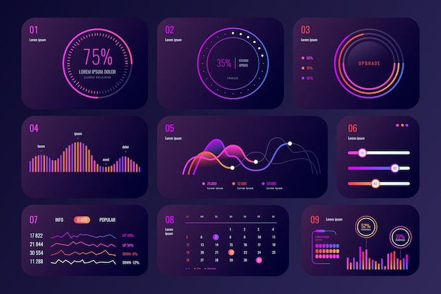 Professional dashboard element collection