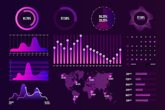 Free Vector professional dashboard element set