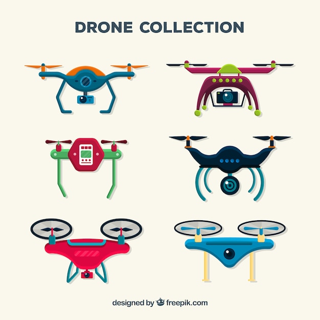 Free vector professional drones with colorful style