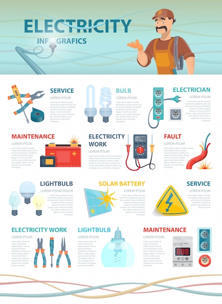 Free Vector professional electrician infographic template