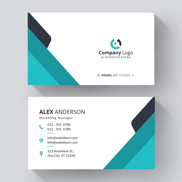 Professional elegant blue and white modern business card design template