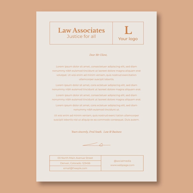 Professional elegant lawyer law cover letter