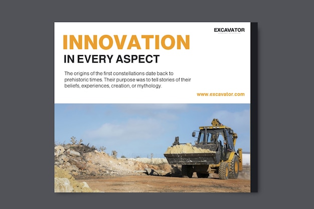 Professional excavator construction social media post template