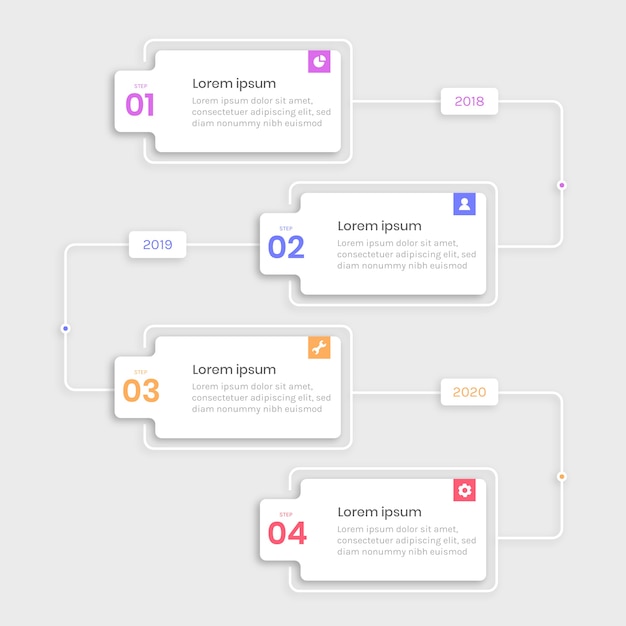 Professional flat infographic steps