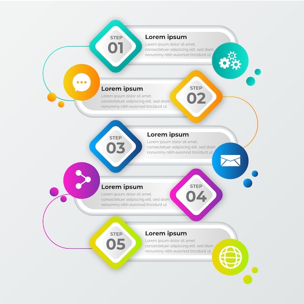 Professional gradient infographic steps