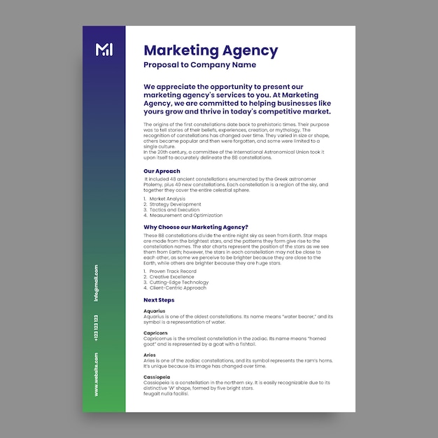 Professional gradient marketing agency proposal