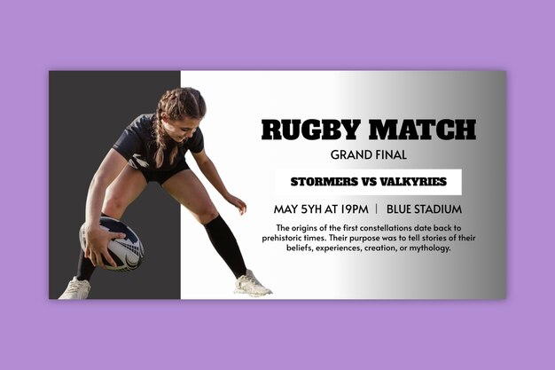 Professional gradient rugby match day rectangle banner