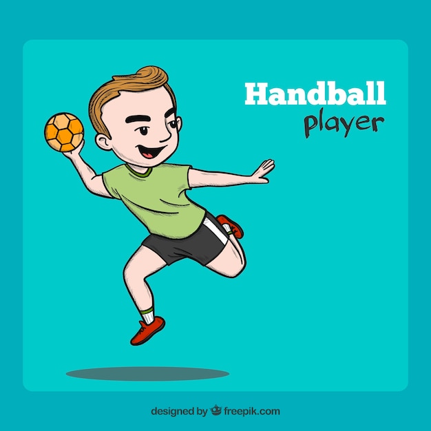 Professional hand drawn handball player