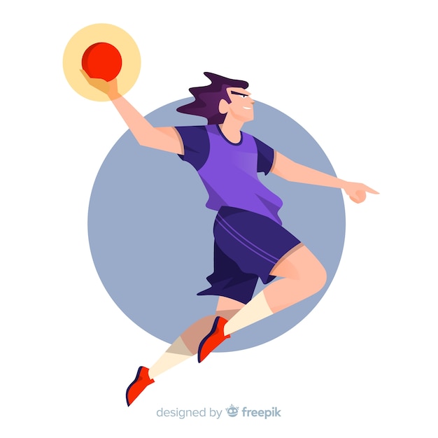 Professional handball player qith flat design