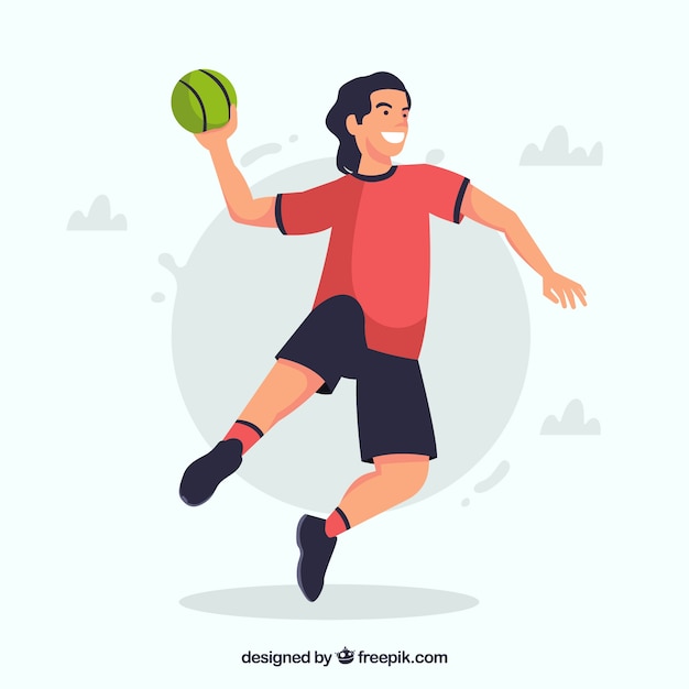 Professional handball player with flat design