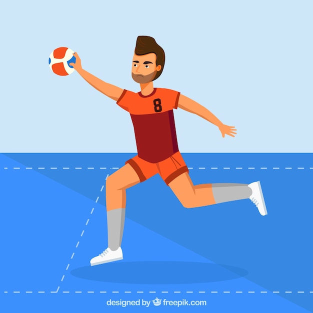 Free Vector professional handball player with flat design