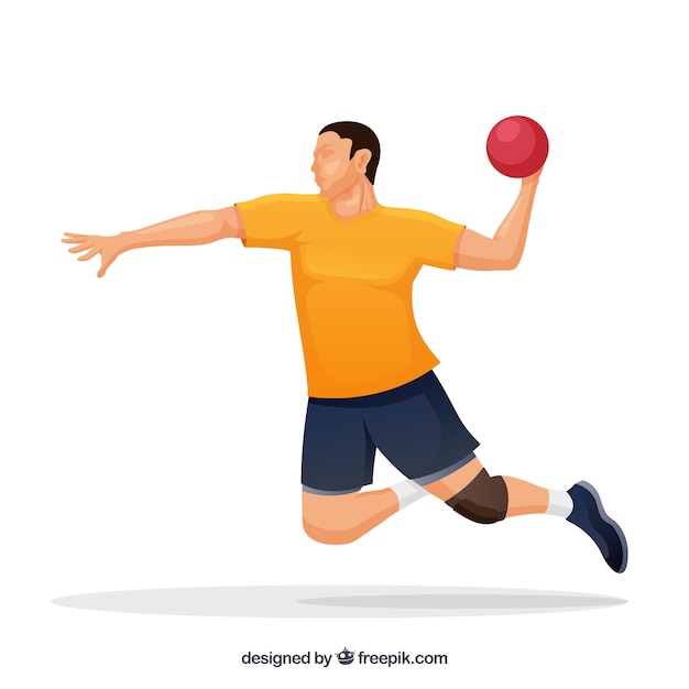 Professional handball player with flat design