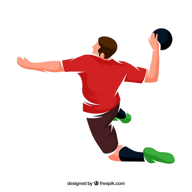 Free Vector professional handball player with flat design