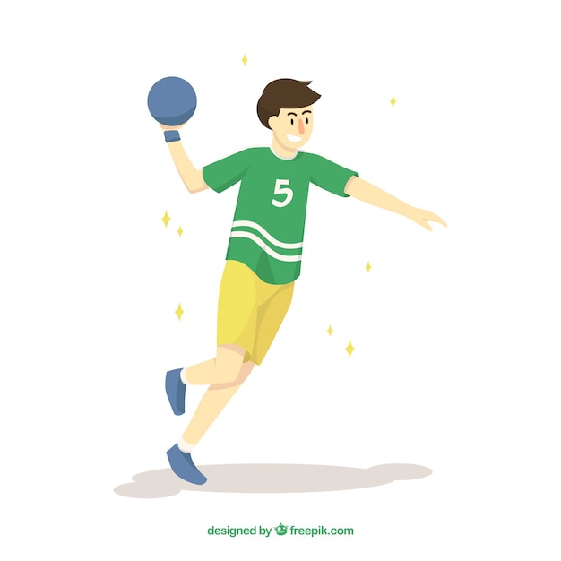 Professional handball player with flat design