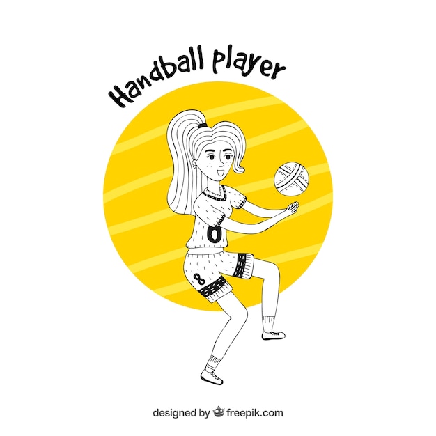 Free Vector professional handball player with hand drawn style