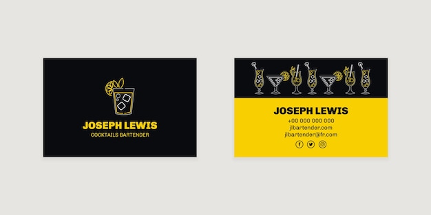 Professional joseph louis bartender business card template