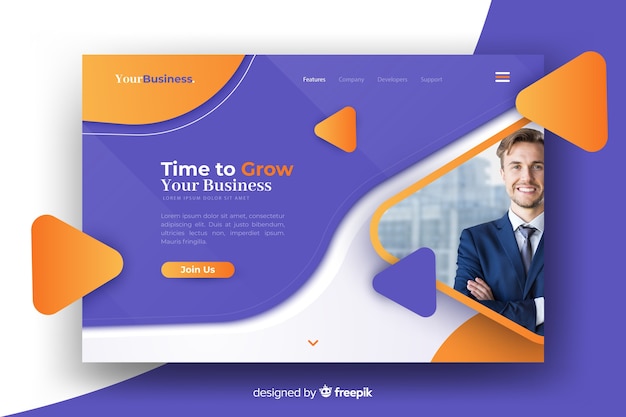 Professional landing page with photo