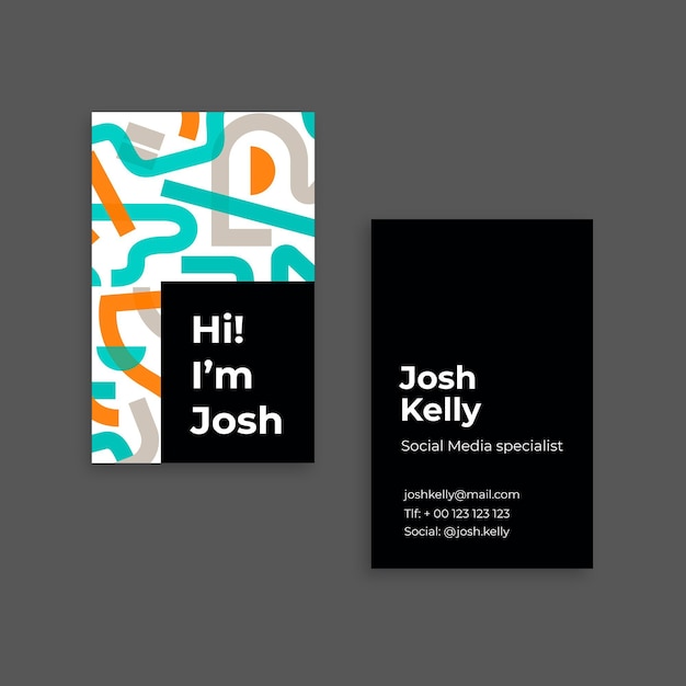 Professional modern josh social media business card