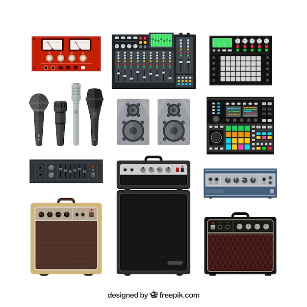 Professional music studio equipment