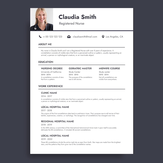 Professional nursing resume template