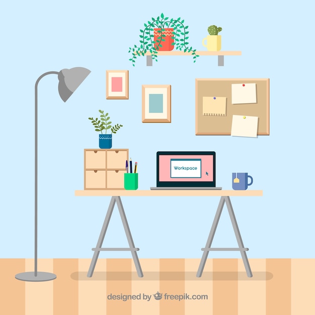 Free Vector professional office desk with cute style