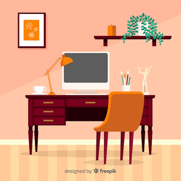 Free Vector professional office desk with flat design