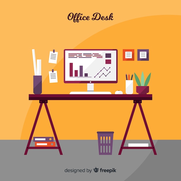 Free Vector professional office desk with flat design