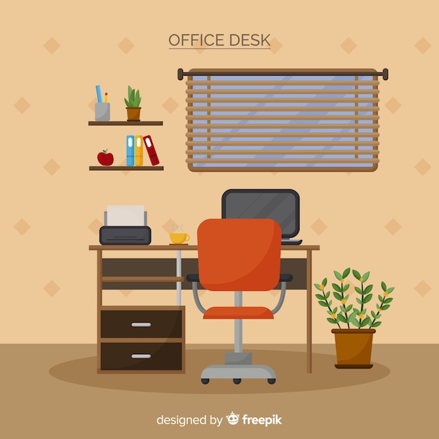 Free Vector professional office desk with flat design