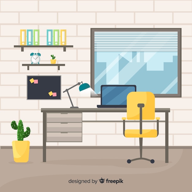 Free Vector professional office interior with flat design