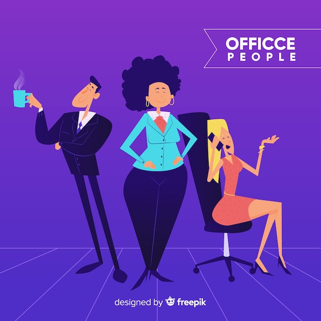 Professional office workers with flat design