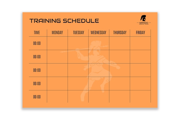 Professional personal trainer schedule