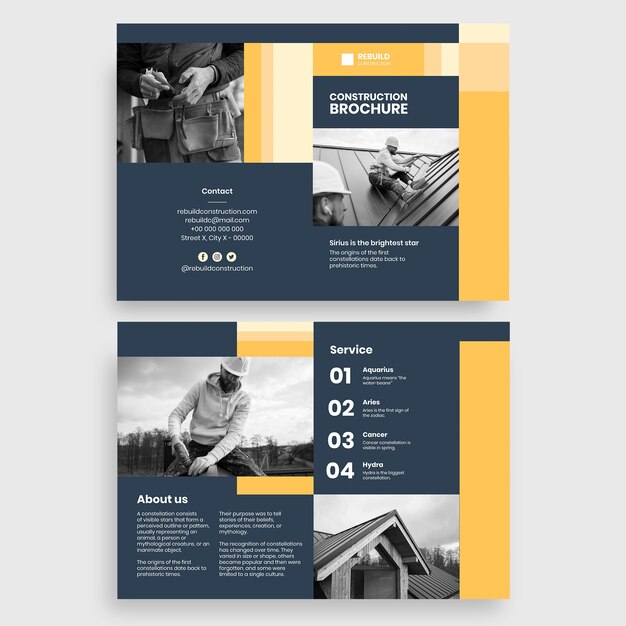 Professional rebuild construction brochure template