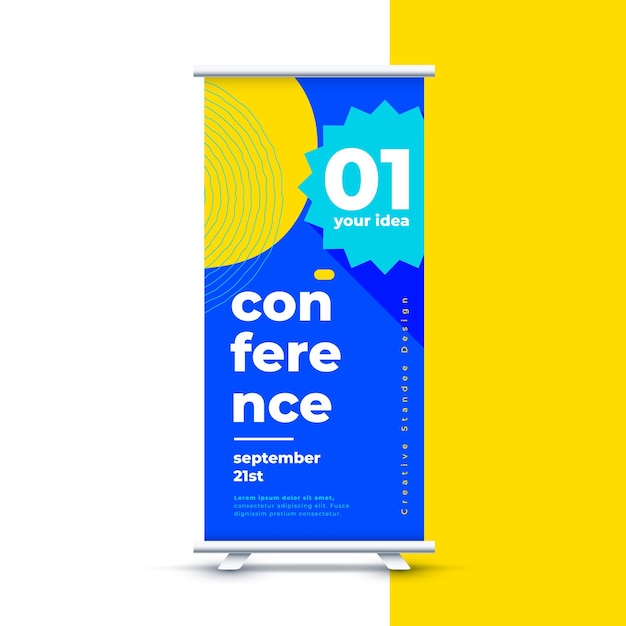 Free Vector professional roll up standee banner for corporate branding