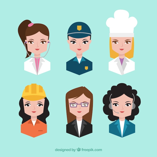 Professional set of female avatars