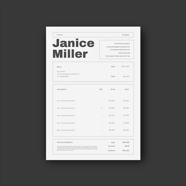 Professional simple consulting invoice