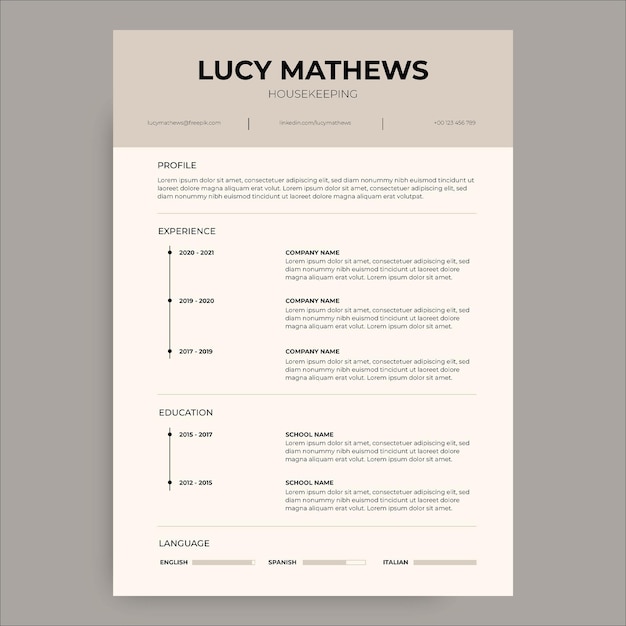 Professional simple housekeeping general resume template