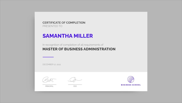 Professional simple mba certificate