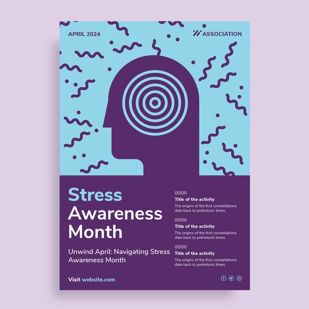 Professional simple mind matters stress awareness month poster