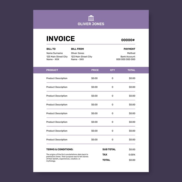 Professional simple oliver jones lawyer invoice