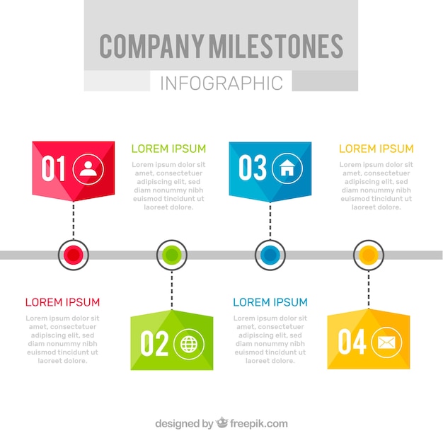 Professional time line with flat design