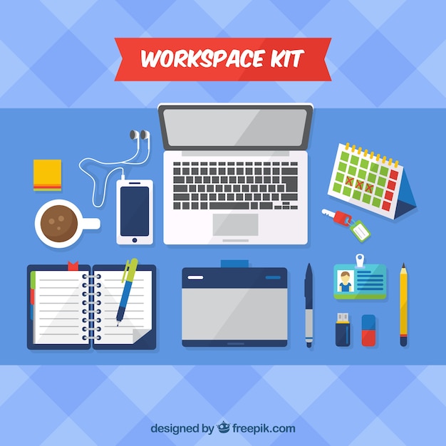 Professional workspace with flat design