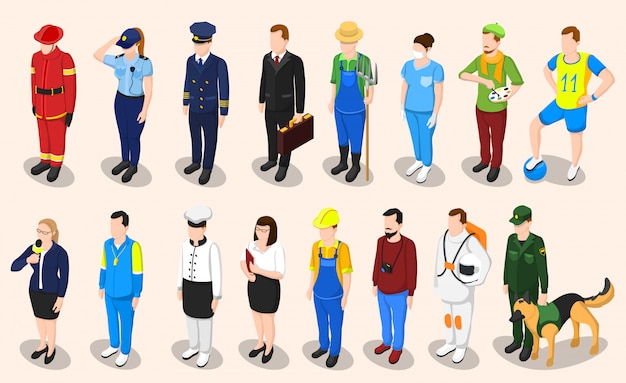 Professions Isometric People Set