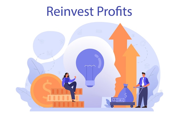 Free vector profit reinvestment concept investing business profit in a new project idea of financial growth investment strategy and capital mobilizing isolated flat vector illustration