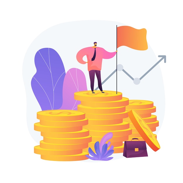 Profitable company director. Successful entrepreneur, professional leadership, high income enterprise owner. Financial success achievement. Vector isolated concept metaphor illustration