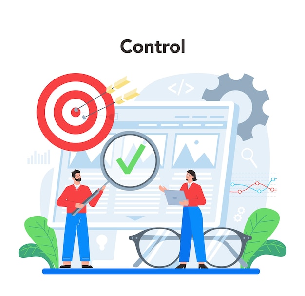 Project management concept Successful strategy planning motivation and leadership Marketing analysis and development Vector illustration in cartoon style