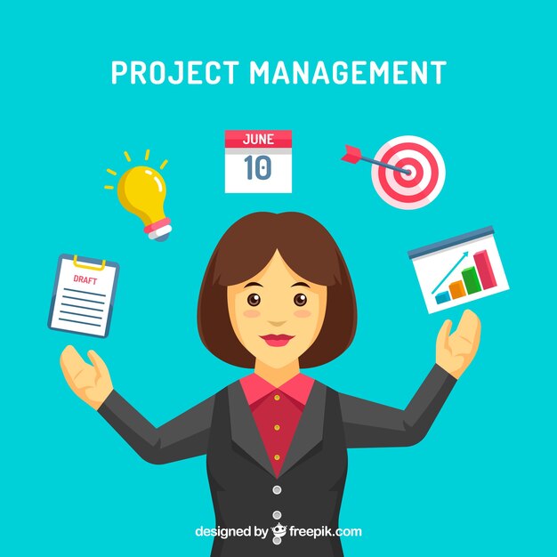 Project management concept with businesswoman